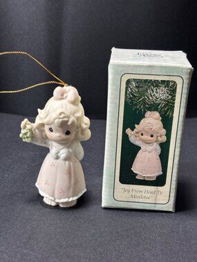 Precious Moments Porcelain Ornament Joy From Head To Mistletoe Enesco VTG 1995